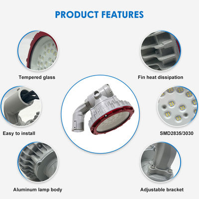 Lampu High Bay Tahan Ledakan Tahan Air IP65 30W 40W 50W dengan Efisiensi 100-110lm/w untuk Area Berbahaya