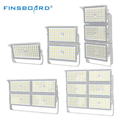 Lampu sorot LED modular dengan badan lampu paduan aluminium bracket yang dapat disesuaikan dan disipasi panas berbentuk sirip untuk pencahayaan stadion