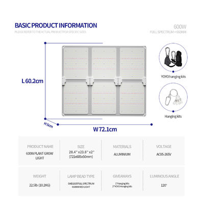 Lampu Tumbuh LED Spektrum Penuh 600W dengan Fungsi Peredup untuk Pertumbuhan Tanaman yang Optimal