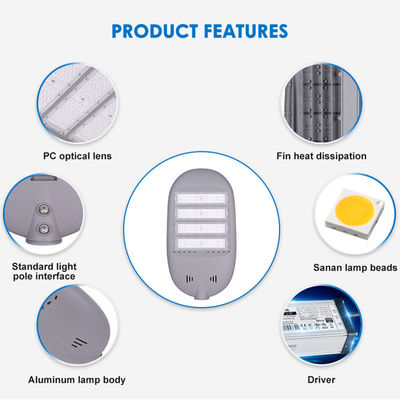 Lampu Jalan LED Kecerahan Tinggi Efisiensi Cahaya Tinggi IP65 Warna Aluminium