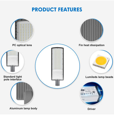 IP66 Waterproof SMD3030 LED Street Light 50w sampai 200w untuk Pencahayaan Jalan Raya Luar Ruang