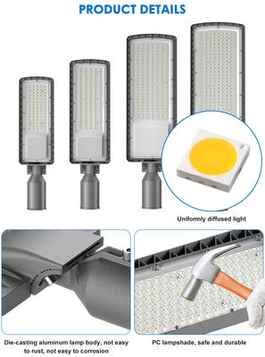 Lampu Jalan LED Kecerahan Tinggi AC85-265V 3000K Hingga 6500K untuk Jalan Raya, Jalan Kota, Tempat Parkir