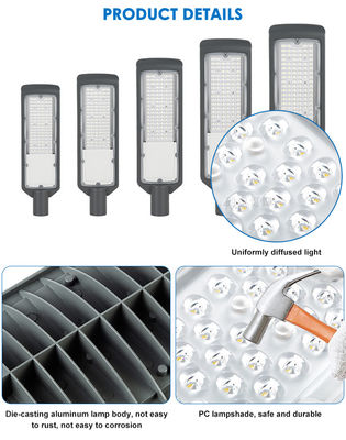 Lampu Jalan LED 50 - 200w Tahan Air IP65 3000-6500K Aluminium Die-casting