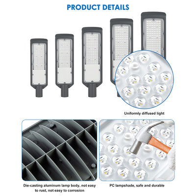 IP66 Waterproof LED Street Light dengan Efisiensi Cahaya Lampu 125lm/w dan Tegangan Masuk AC 85-265V untuk Pencahayaan Jalan Raya Luar Ruang