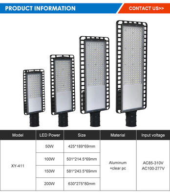 Lampu Jalan Raya Luar Ruangan Efisiensi Energi 50W/100W/150W/200W Aluminium + PC