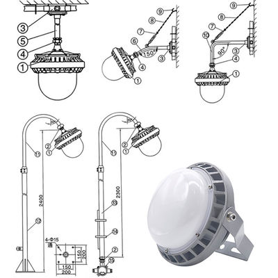 Lampu Platform Led Anti Ledakan 50w 100w 150w untuk Industri Higbay, Bengkel, Pom Bensin, Pabrik