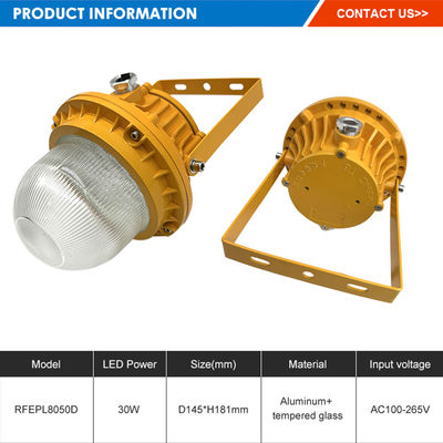 Lampu LED Tahan Ledakan Kecerahan Tinggi dengan Kaca Tempered Aluminium dalam 50W 100W 150W untuk Lokasi Berbahaya
