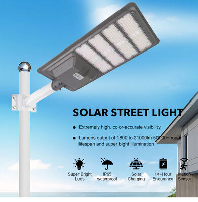 Outdoor All in One Motion Sensor ABS Lampu Jalan LED Surya 100W 200W 300W 500W LED Lampu Jalan Surya