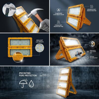 Lampu Sorot LED Tahan Ledakan Kompak 600W LUMILEDS LM-80 ATEX IIb T6 IP65 425X485X165mm Perlengkapan Berbahaya