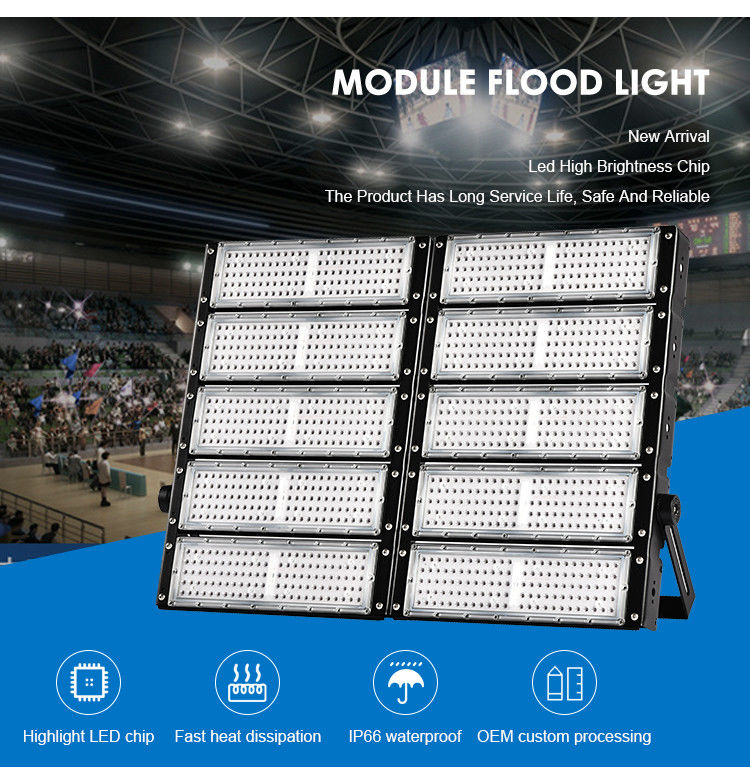 2700-6500K Suhu Warna IP66 Waterproof LED Stadium Lampu dengan 50000 Jam Umur untuk Arena Luar Ruang