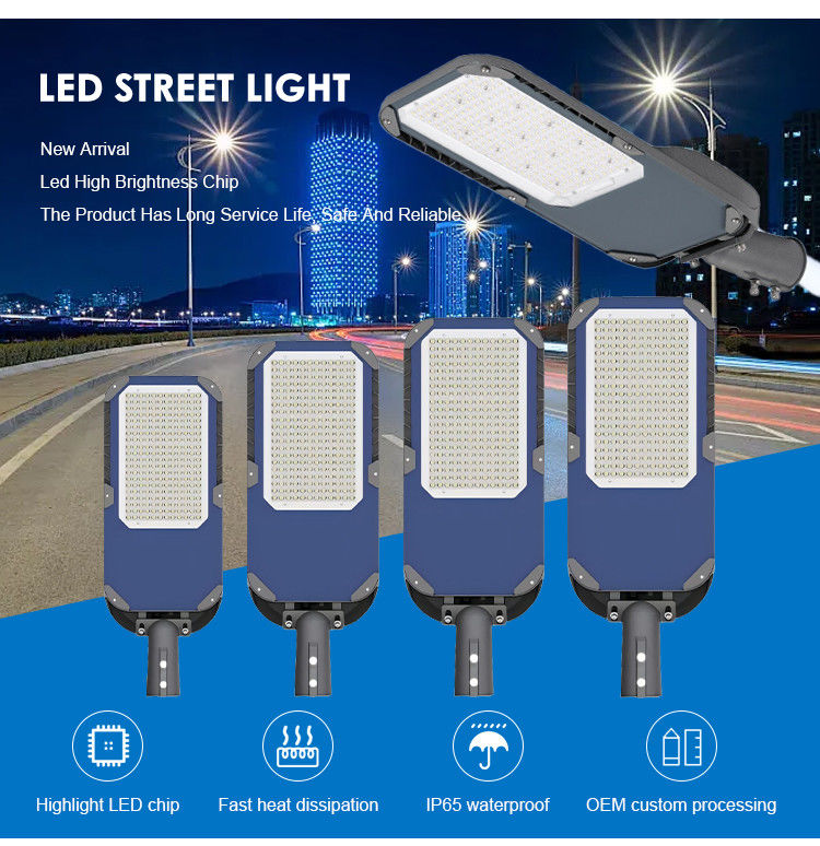 DIA-Casting Aluminium IP66 Waterproof High Power LED Street Light dengan Efisiensi 120lm/W untuk Pencahayaan Luar Ruang