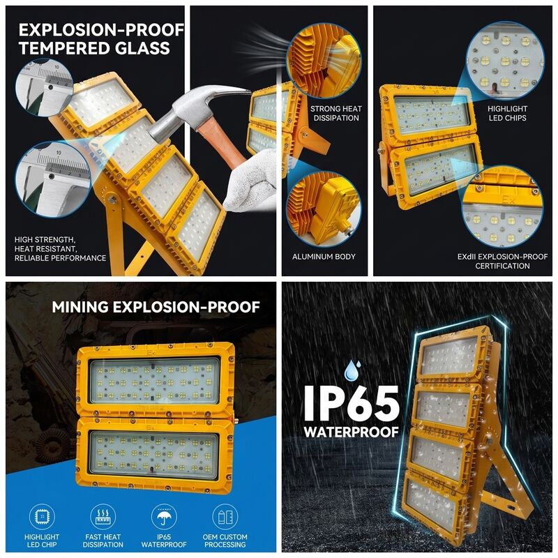 Lampu Sorot LED Anti Ledak 600W Multi-Mount Braket 6 Arah LUMILEDS LM-80 ATEX IIb T6 IP65 Perlengkapan Langit-langit Boom Dinding