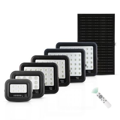 Hitam ABS Lampu Surya Remote Control 50w 100w 200w 300w 400w 500w Led Lampu Solar Banjir